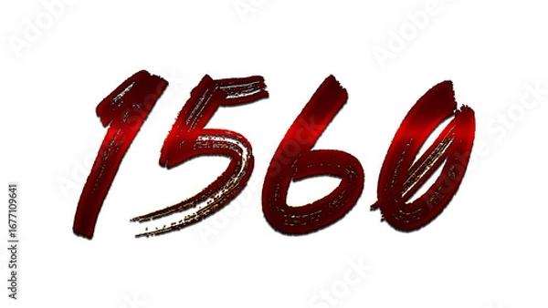 Fototapeta 3D blood red number design of 1560 on white background.