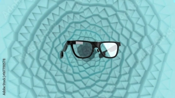 Fototapeta AR smart glasses on geometric turquoise abstract background