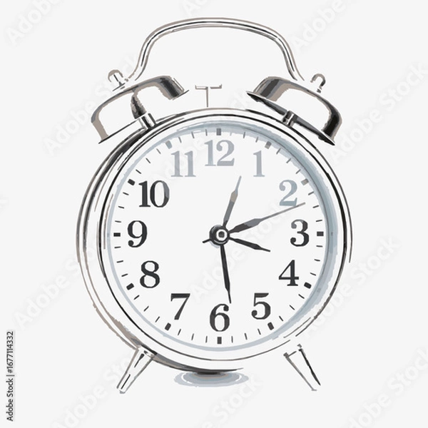 Fototapeta Vintage Twin Bell Alarm Clock Illustration time retro