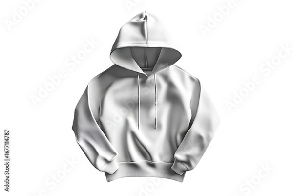 Fototapeta White Hoodie with Drawstrings and Hood isolated on a transparent background sweatshirt