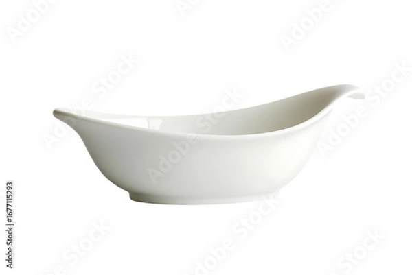 Fototapeta White Porcelain Gravy Boat with Curved Handle isolated on a transparent background