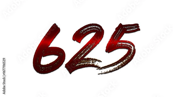 Fototapeta 3D blood red number design of 625 on white background.