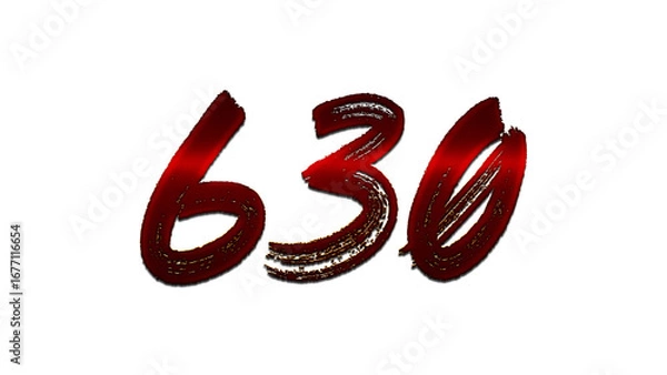 Fototapeta 3D blood red number design of 630 on white background.