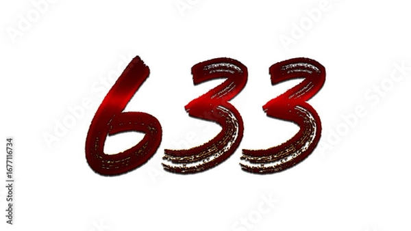 Fototapeta 3D blood red number design of 633 on white background.
