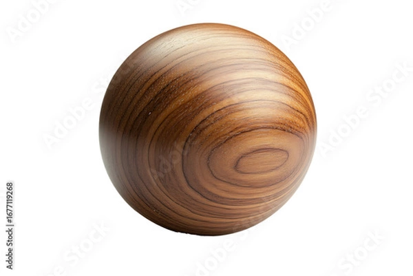 Fototapeta Wooden Sphere with Natural Grain Texture isolated on a transparent background ball