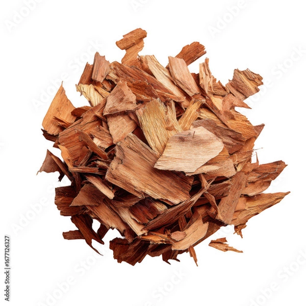 Fototapeta A Pile of Aromatic Cedar Bark Chips [Transparent Background PNG]