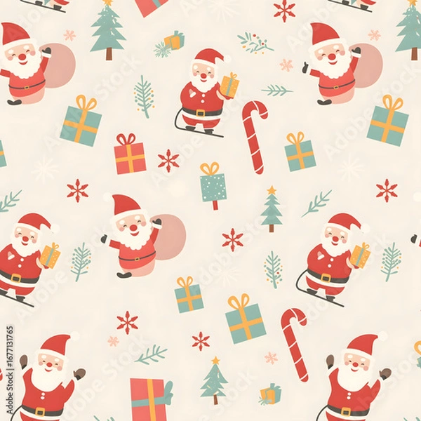 Fototapeta Premium holiday pattern featuring traditional Christmas elements and festive decorations