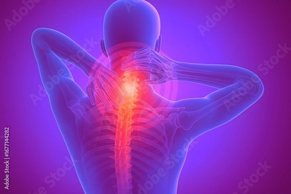Obraz 3d rendered illustration of a back painful shoulder