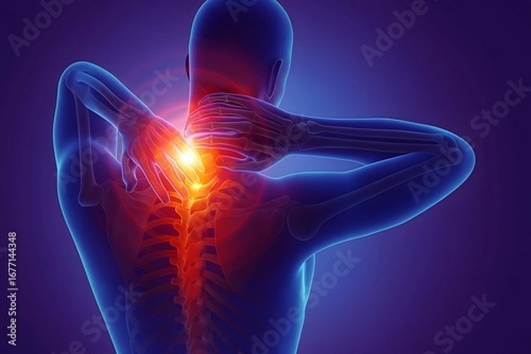 Obraz 3d rendered illustration of a back painful shoulder