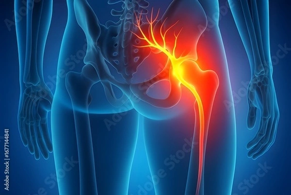 Obraz Medical Illustration of Sciatic Nerve Inflammation