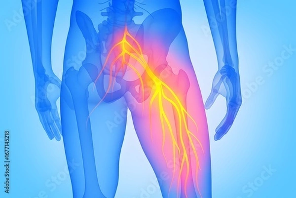 Obraz Medical Illustration of Sciatic Nerve Inflammation