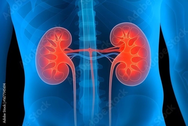Obraz Human Kidney Anatomy 3D Rendering