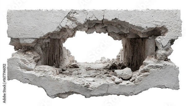 Fototapeta Broken concrete block, large hole