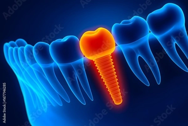 Obraz 3D Illustration of Dental Implant with Artificial Tooth