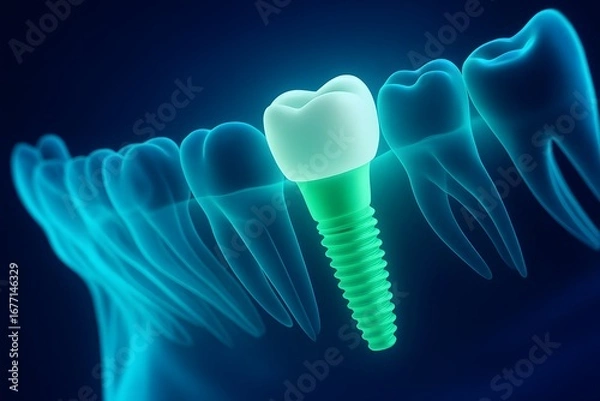Obraz 3D Illustration of Dental Implant with Artificial Tooth