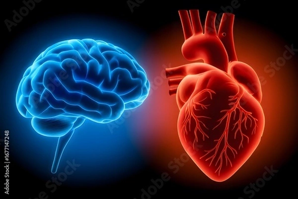 Obraz Medical Illustration of the Central Nervous and Circulatory Systems