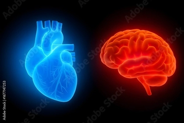 Obraz Medical Illustration of the Central Nervous and Circulatory Systems