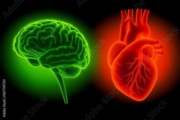 Obraz Medical Illustration of the Central Nervous and Circulatory Systems
