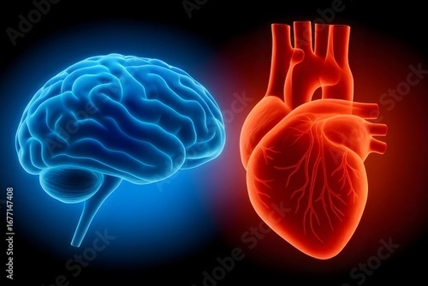 Obraz Medical Illustration of the Central Nervous and Circulatory Systems