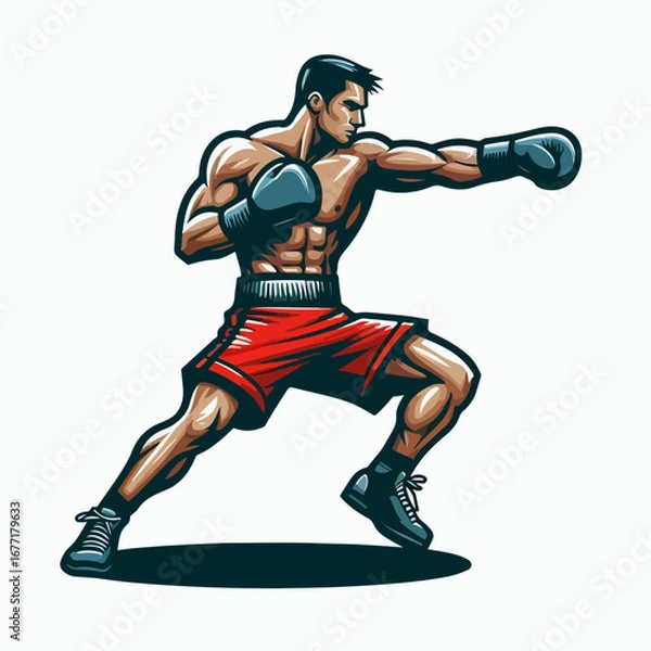 Obraz boxing player in action vector illustration