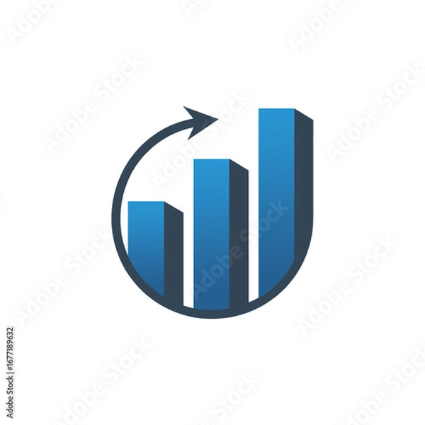 Fototapeta Financial Growth Chart with Circular Arrow