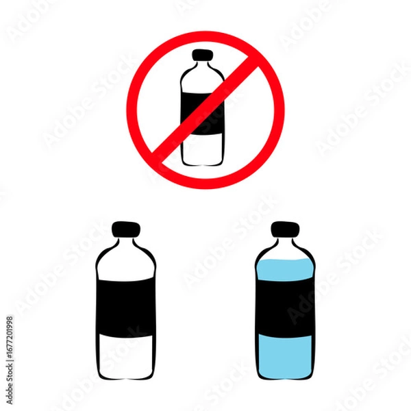 Obraz Plastics water bottle no use icon sign symbol design vector