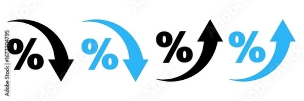 Obraz Set of arrows percentage symbol 
