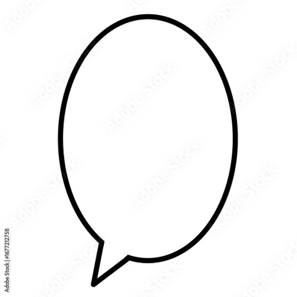 Fototapeta White Speech Bubble Icon (Oval Type, Black Background) | Chat, Message, Comic, Minimal UI Element
