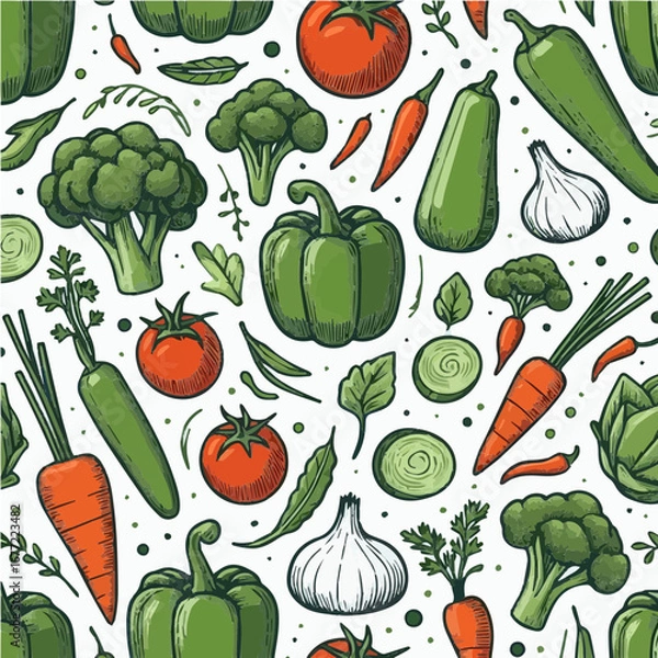 Fototapeta Seamless vector pattern of vegetables