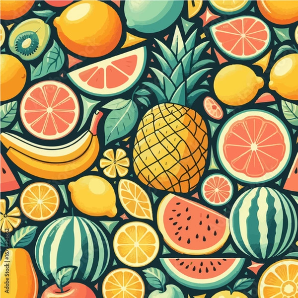 Obraz Seamless vector pattern of fruits