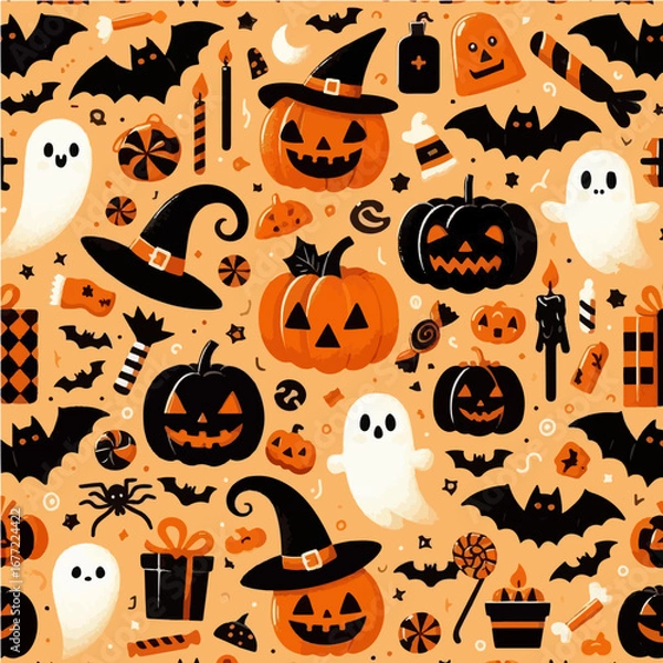Fototapeta Seamless vector pattern of halloween