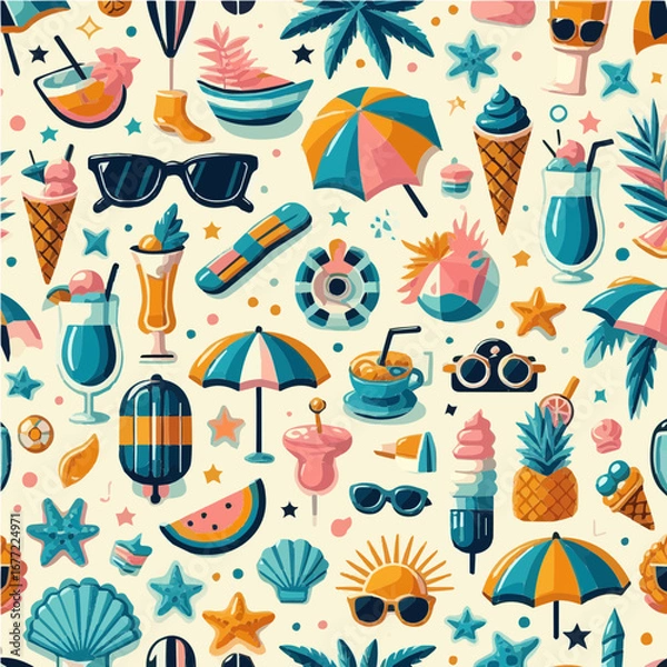 Obraz seamless pattern with sea shells