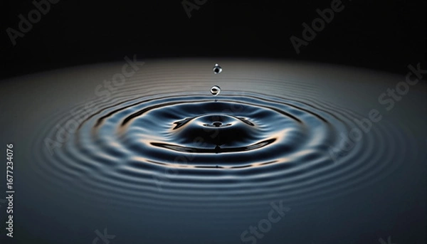 Fototapeta The image shows a single drop of water falling into a pool of water