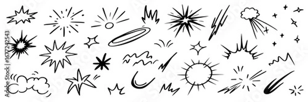 Fototapeta Hand-drawn Sparkle, Starburst, and Lightning Graphics Collection