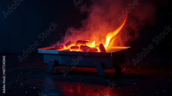 Fototapeta Glowing Coals Fiery Grill barbecue fire