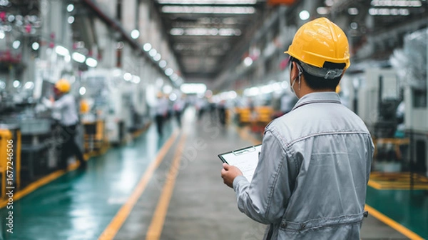 Obraz 工場内で安全確認を行う日本人作業員