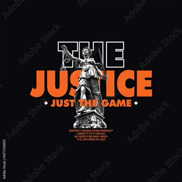 Obraz Editable written text the justice tshirt design