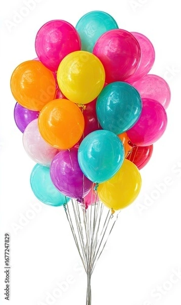 Fototapeta A vibrant cluster of colorful balloons tied together
