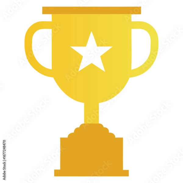 Fototapeta Golden Trophy Icon with Star – Flat Style Award Cup Illustration