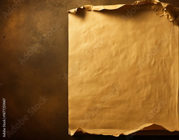 Fototapeta Blank Aged Parchment Paper Scroll with Grunge Texture Background