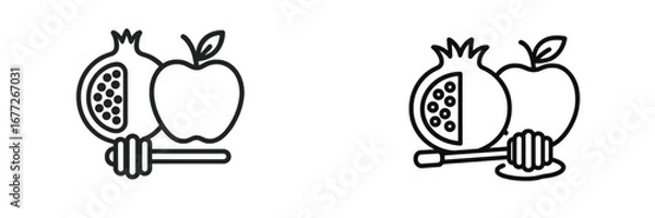 Fototapeta And pomegranate with honey dipper icon