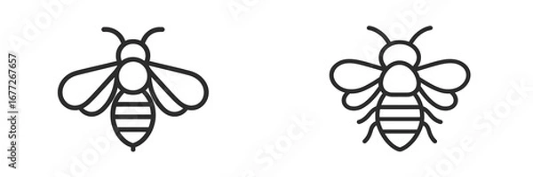 Fototapeta Two stylized bee icons in outline style