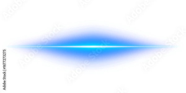Fototapeta Transparent blue cyan neon glowing png with horizontal light line rays beam flare glow shine streak futuristic shimmer radiant energy effect luminous background