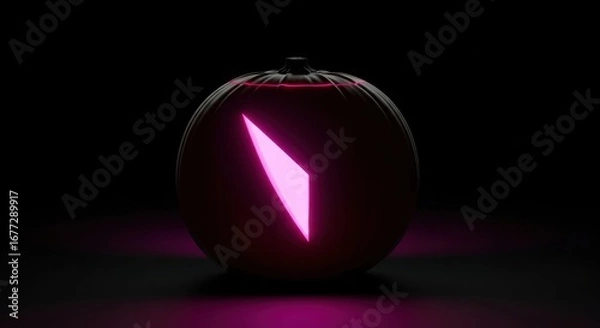 Fototapeta A Uniquely Designed Pumpkin Illuminated From Within, Showcasing a Striking Geometric Pattern Against a Dark Backdrop