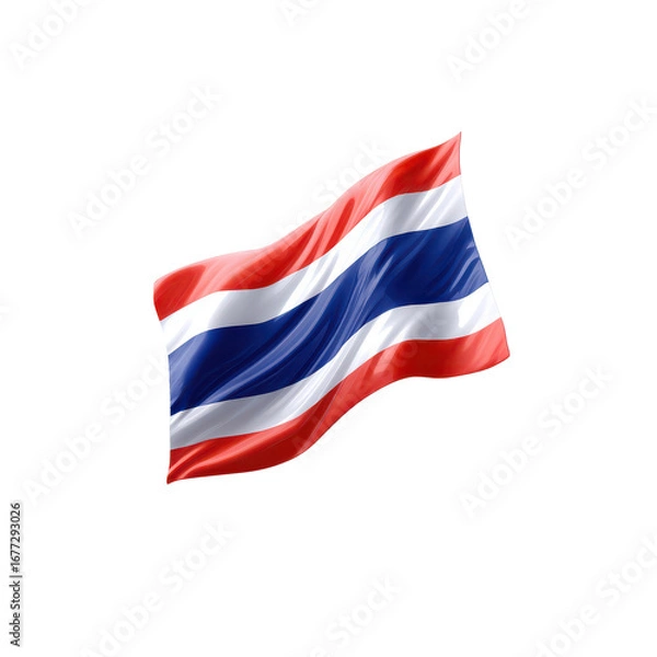 Fototapeta Wave of the Thai Flag Illustrating National Pride and Identity with Vibrant Colors and Fluid Motion on transparent background