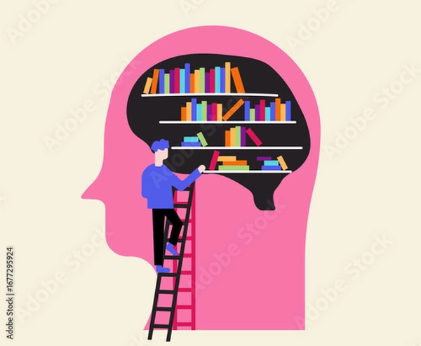 Obraz Mental library memory storage illustration