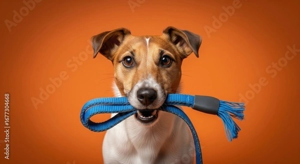 Obraz Dog with leash studio portrait