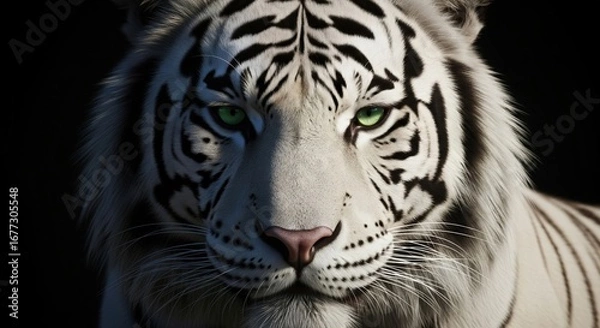 Fototapeta White tiger close up portrait