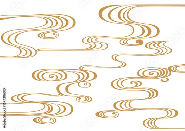 Obraz 伝統的な和柄の背景素材。日本の紋様素材。流水紋、流水、水。