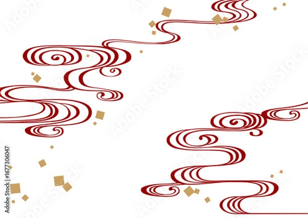 Obraz 伝統的な和柄の背景素材。日本の紋様素材。流水紋、流水、水。